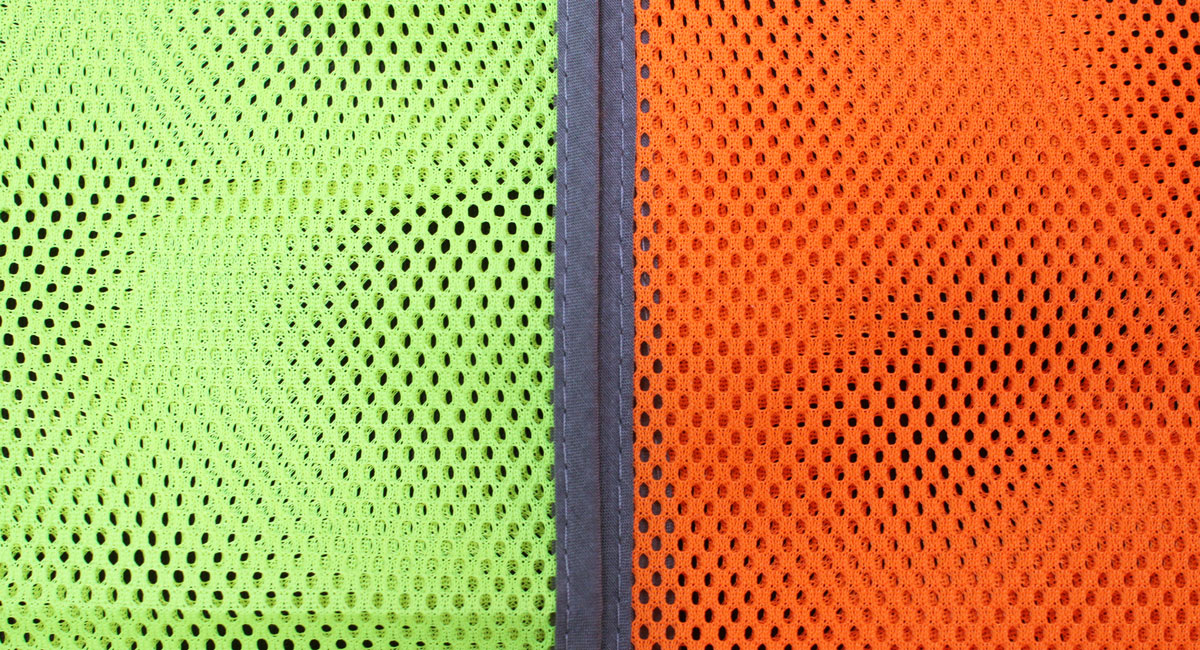 Образцы ткани используемой для изготовления жилетов АЭРОН оранжевого и желтого цветов